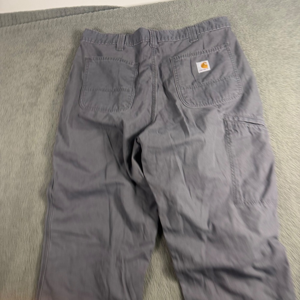 Carhartt Mens Gray Canvas Carpenter Utility Work Pants Straight Leg 9400